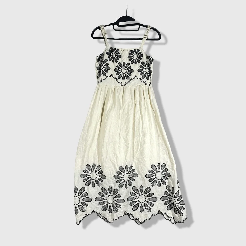 Dress Nado Embroidered Midi Dress Womens Large Cream Boho Cottagecore Coastal